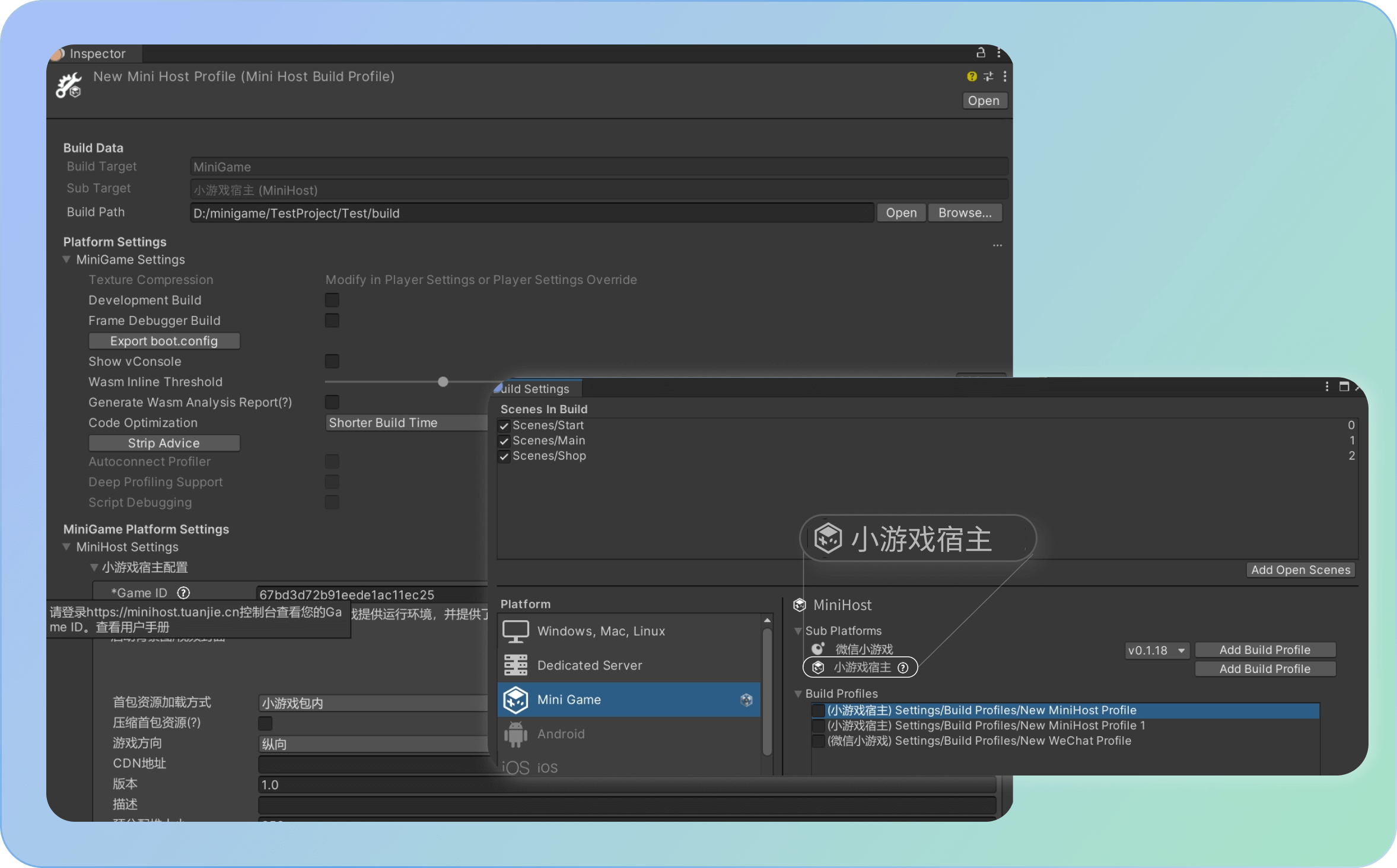 Unity MiniHost